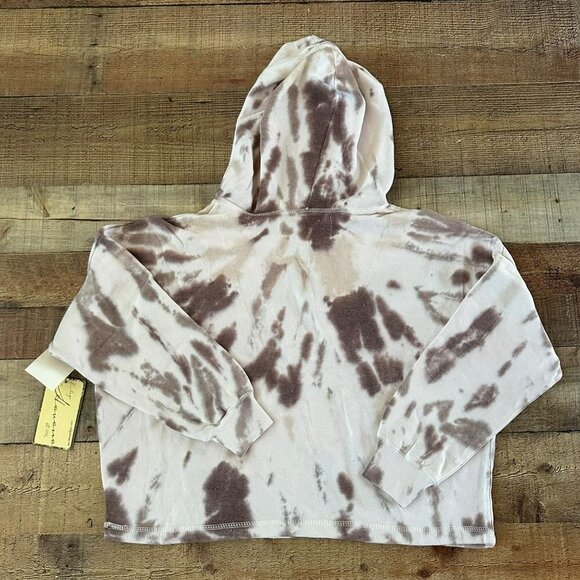 Vintage Havana white and brown tie-dye cropped v-neck hoodie small - Picture 6 of 7